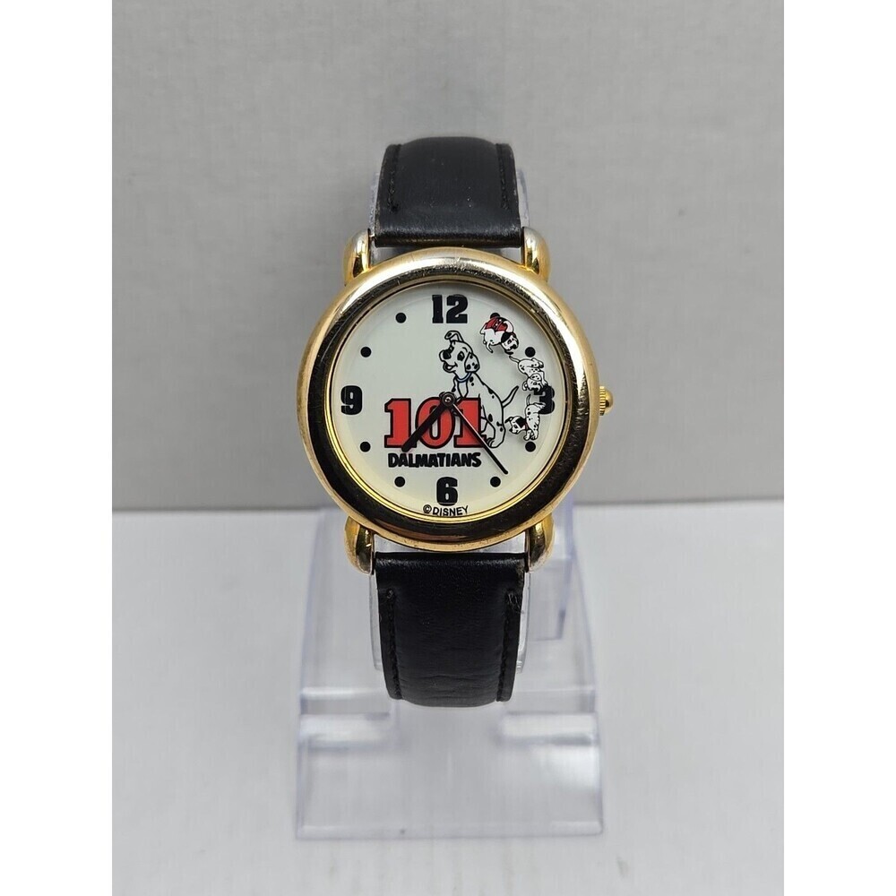 Rare Vintage Disney Mickey Inc 101 Dalmatians Rotating Watch Gold New Battery